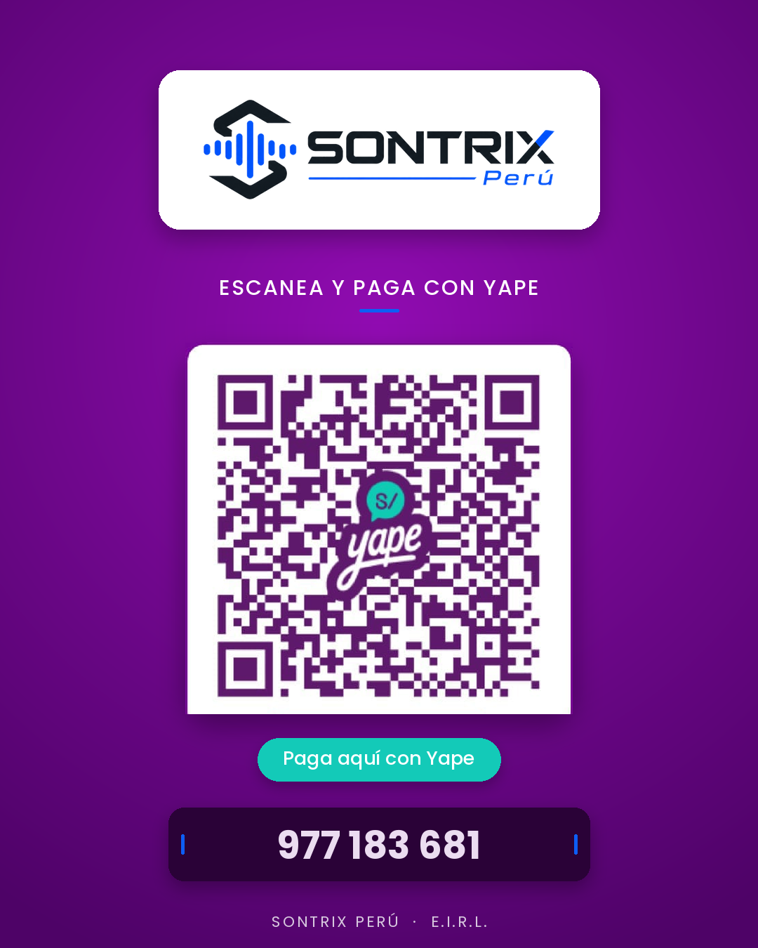 QR de Yape oficial de Sontrix Perú